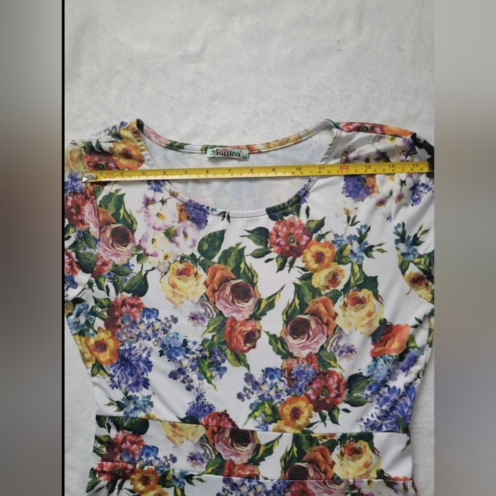 Colorful Floral Midi Vintage Dress from Europe SIZE S - Picture 7 of 14